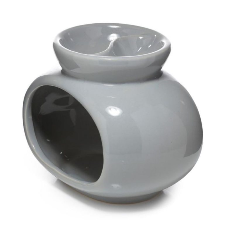 Oil and Wax Melt Burner with Divider - Gray Oval Shape