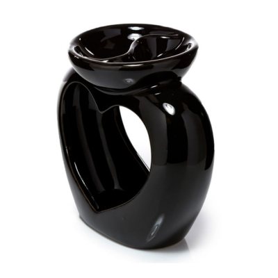 Oil and Wax Melt Burner with Divider - Heart Shaped Black