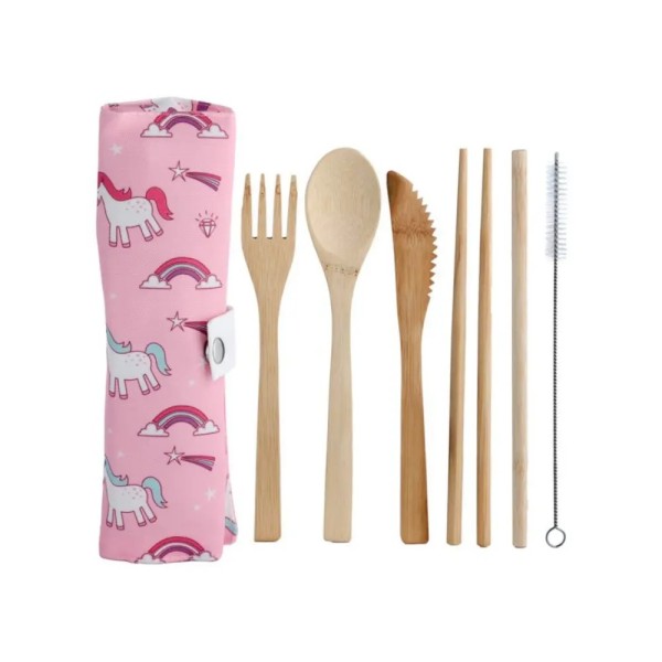 Bamboo Cutlery Set - Unicorn