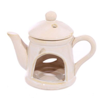 Oil Burner - Teapot with lid - White