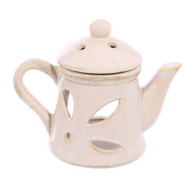 Oil Burner - Teapot with lid - White