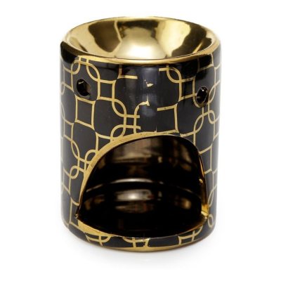 Perfume burner and wax melt, Geometric golden black