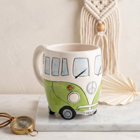 Green Ceramic Volkswagen Camper Van Mug