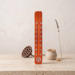 Orange Tree of Life Wooden Incense Holder