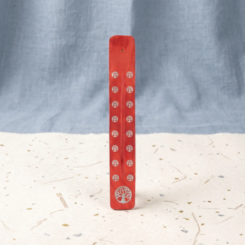 Portaincenso in legno albero della vita rosso | Gecodart