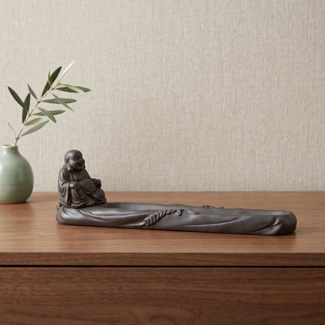 Portaincenso Buddha cinese portafortuna in resina