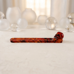 Porte-Encens Crâne Effet Marbre de Flamme