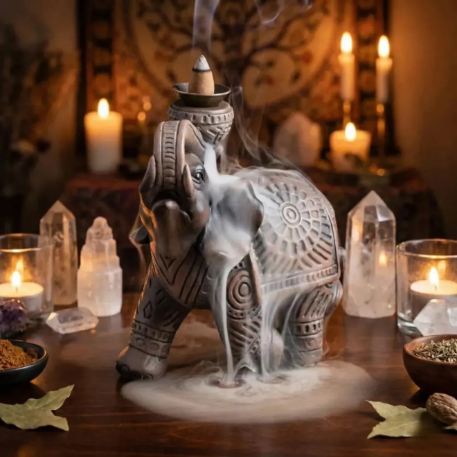 Porte-encens à refoulement Éléphant Porte-bonheur