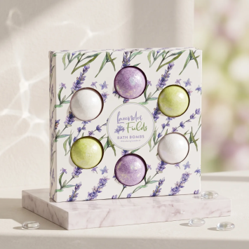 Confezione regalo di 6 bombe da bagno alla lavanda | GECODART