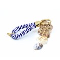 Doré bleu et blanc - Elégant porte-clés style marin Doré bleu et blanc - Elégant porte-clés style marin
