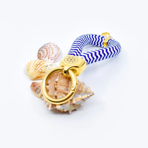 Gold, Blau und Weiß – Eleganter Schlüsselanhänger im maritimen Stil