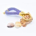Gold, Blue, and White - Elegant Nautical-Style Keyring