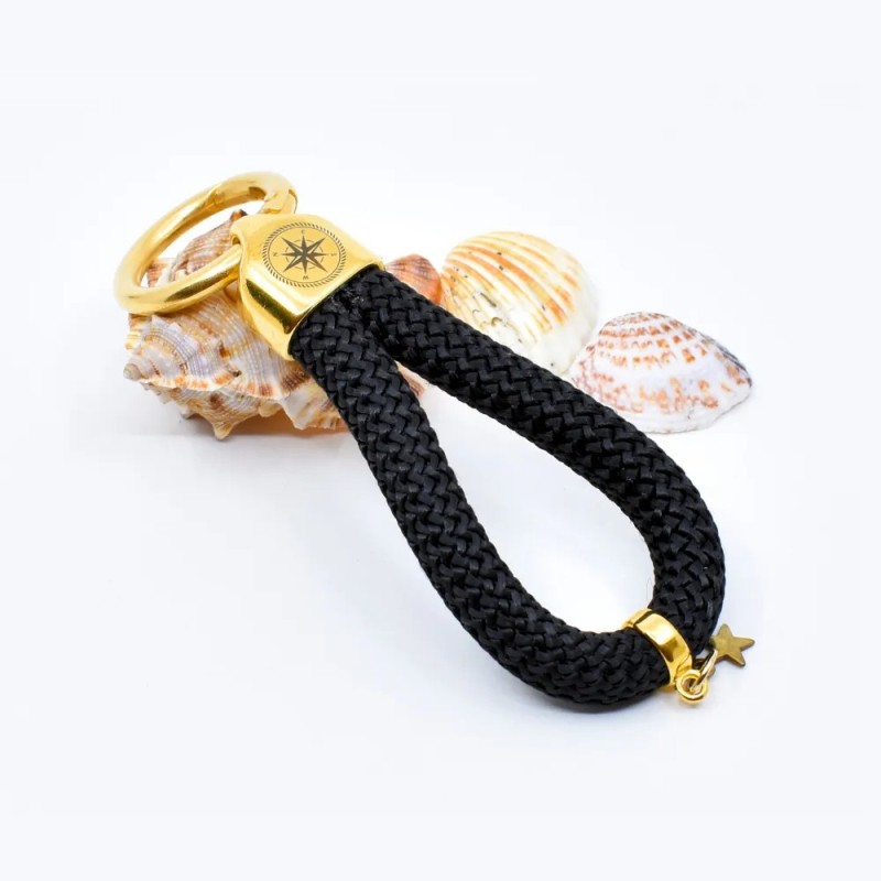 Schwarzgold – Eleganter Schlüsselanhänger im maritimen Stil