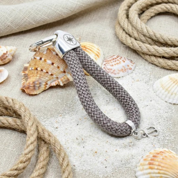 Brown - Nautical Silver Keyring
