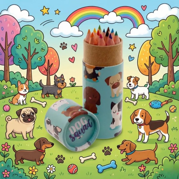 Chien - Pot à crayons de couleur