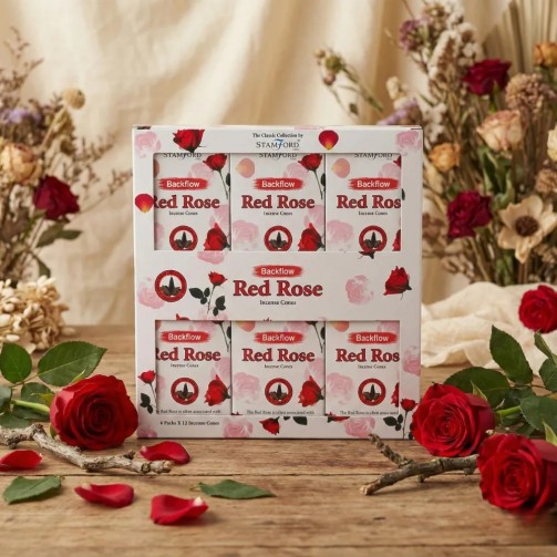 Rote Rose - Backflow-Räucherkegel x6