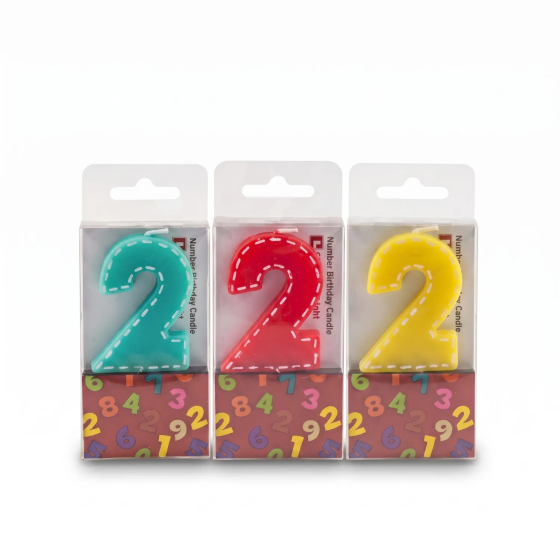 Number 2 birthday candle three colors | Gecodart