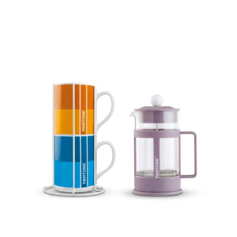 Set mit 2 Tassen und 1 violetter French Press