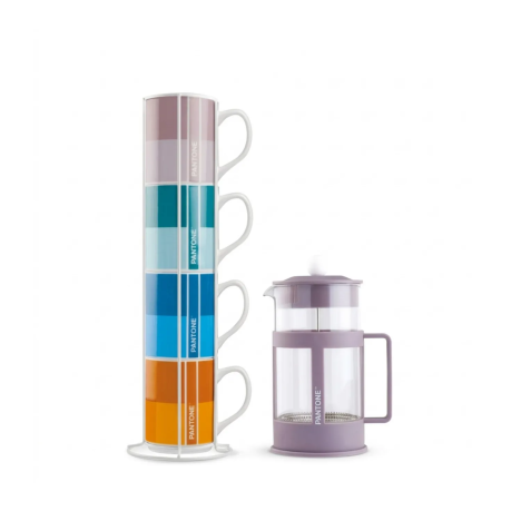 Purple Pantone French Press and 4 Mugs Set 1L