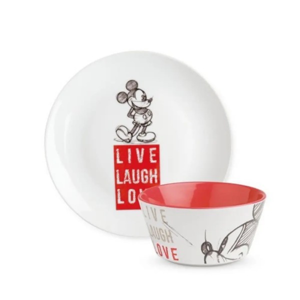 Mickey Mouse Bowl + Plate Set - Red
