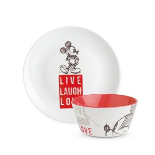 Mickey Mouse Bowl + Plate Set - Red