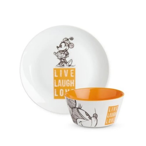 Minnie Mouse Bowl + Plate Set - Orange