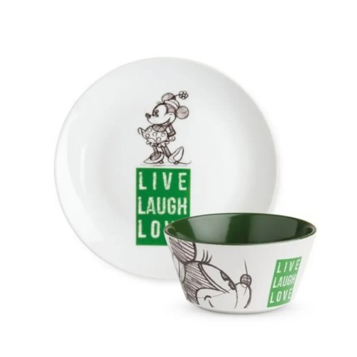 Minnie Mouse Bowl + Plate Set - Green