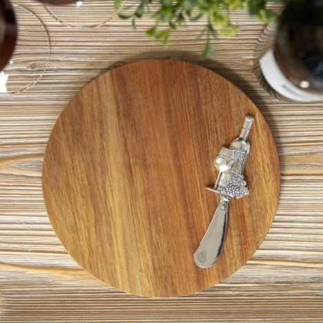 Tagliere per Formaggi e Salumi in Legno di Acacia con Coltello