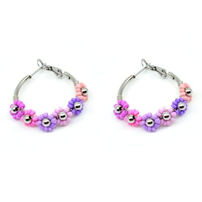 Flower earrings pink violet