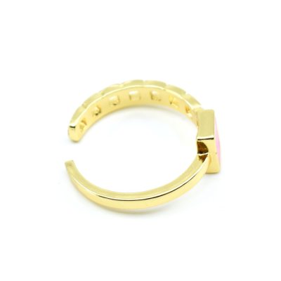 Verstellbarer, roségoldener Emaille-Ring