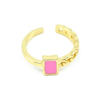 Pink enamel ring, adjustable