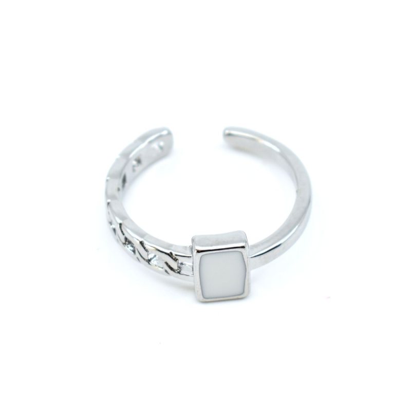 Ring enamelled white silver, adjustable