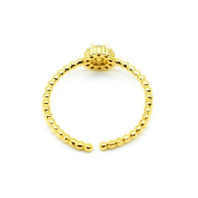 Enamelled gold crystal ring, adjustable