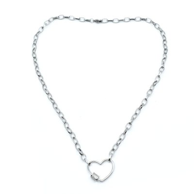 Chain necklace, silver heart clasp