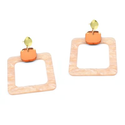 Square earrings pink salmon...
