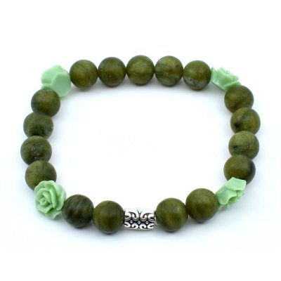 Natural Stone Bracelet - Olive Green