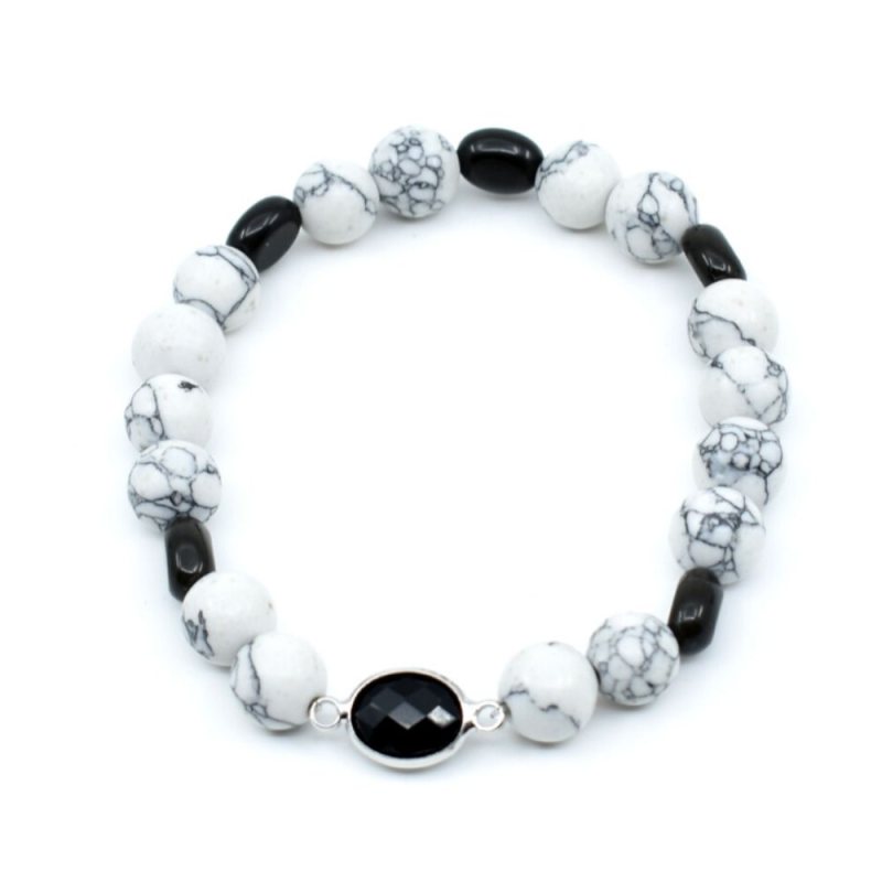 Bracciale in pietra naturale - bianco e nero