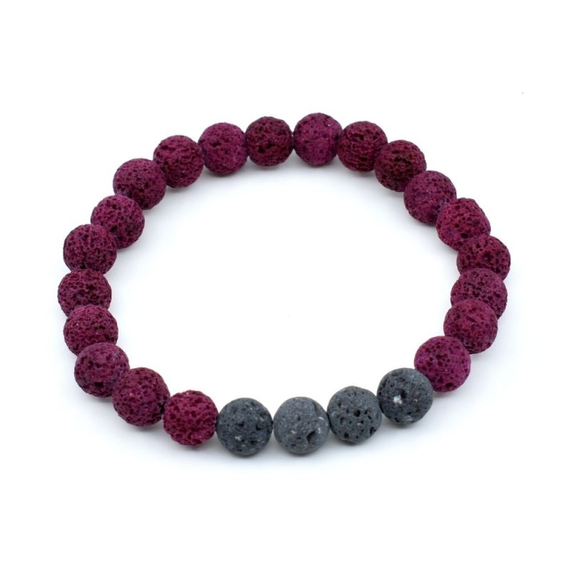 Bracelet en pierre lave - Violet gris