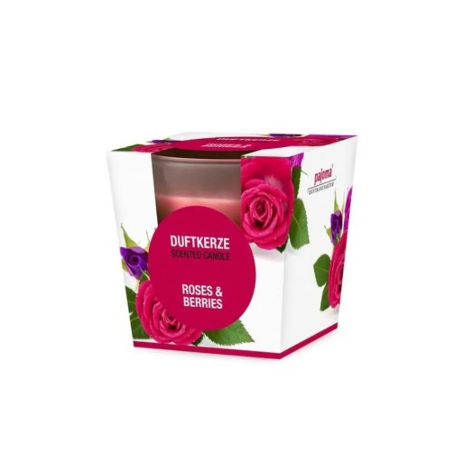 Candela profumata in vetro - Rosa-Bacche rosse