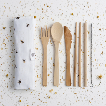 Kit posate riutilizzabili in legno ecosostenibile | GECODART