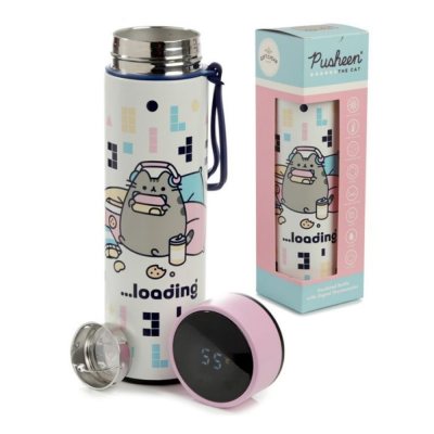 Isothermische Trinkflasche mit Digitalthermometer, Katze Videospiel