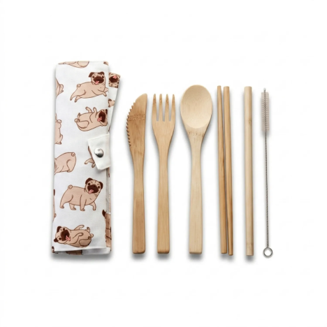Kit couverts réutilisables avec motif carlin | GECODART