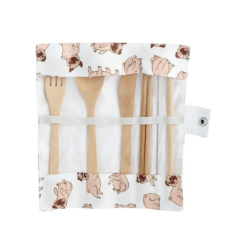Kit posate riutilizzabili con motivo carlino | GECODART