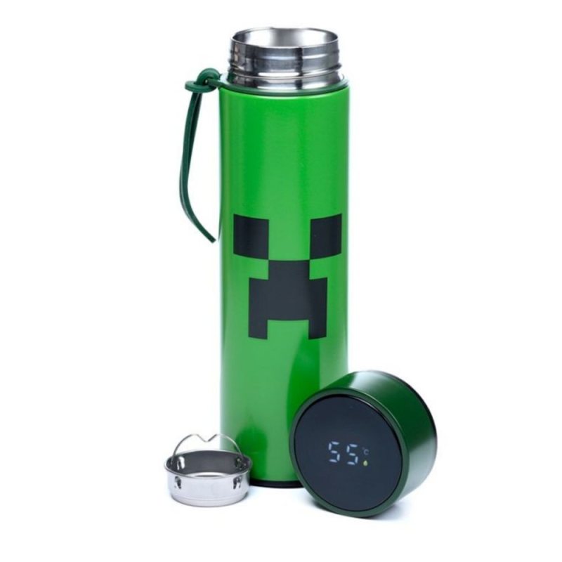 Isothermische Trinkflasche mit Digitalthermometer, Minecraft Creeper