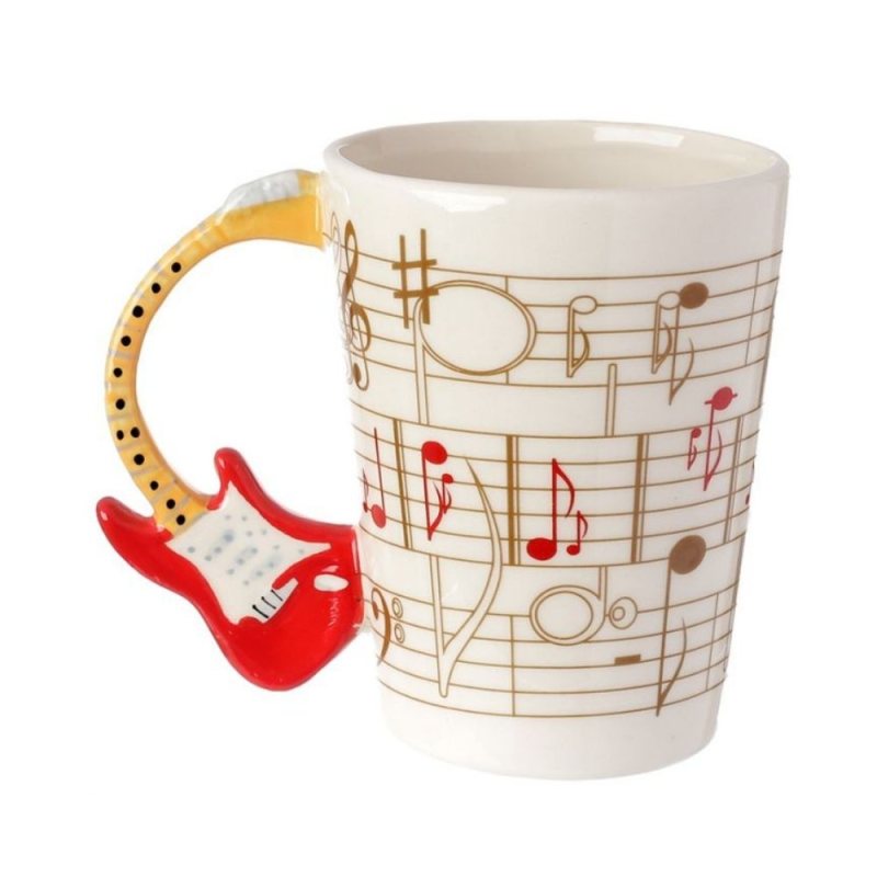 Musical sheet music mug - Red guitar