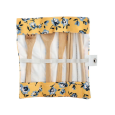 Reusable Bamboo Cutlery Set with Floral Print Pouch Reusable Bamboo Cutlery Set with Floral Print Pouch