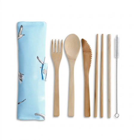 Set di posate in bambù con custodia gabbiano | GECODART