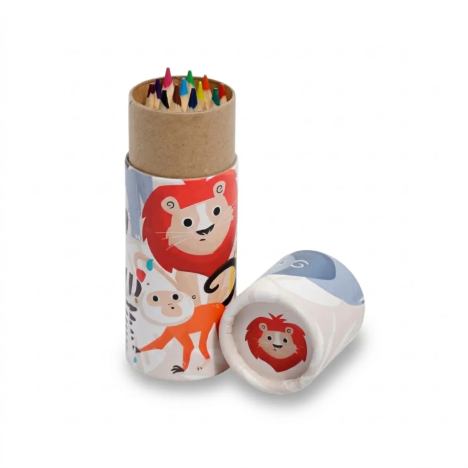 Un Joli Pot Crayons Animaux du Zoo 12 Couleurs | GECODART