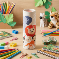 Portamatite Animali dello Zoo con 12 Matite Colorate Incluse