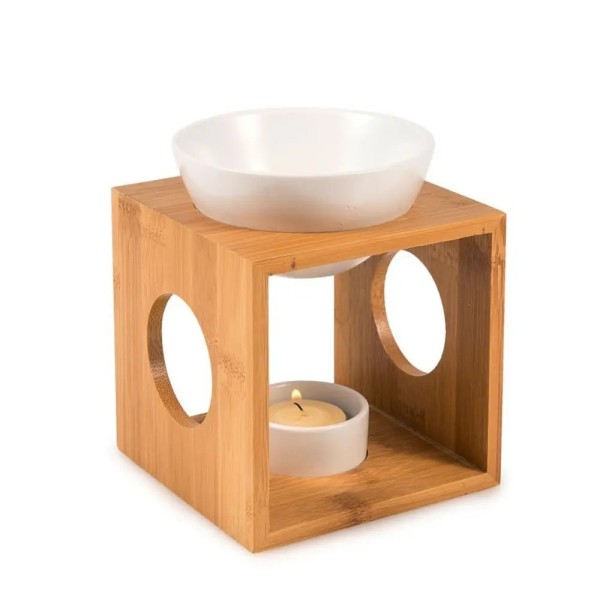 Bruciatore di fragranze e cera decorativa in bambù m1